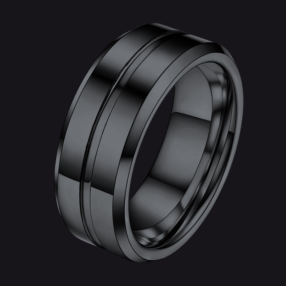 FaithHeart Tungsten Band Ring Grooved Ring For Men FaithHeart