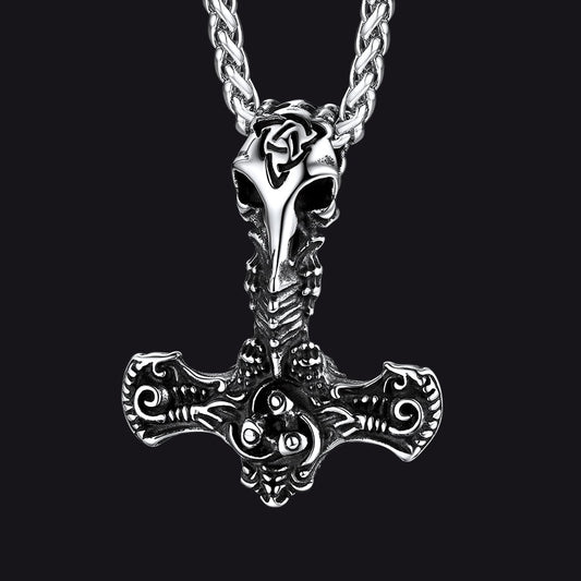 FaithHeart Viking Thor's Hammer Raven Necklace Pendant for Menimg
