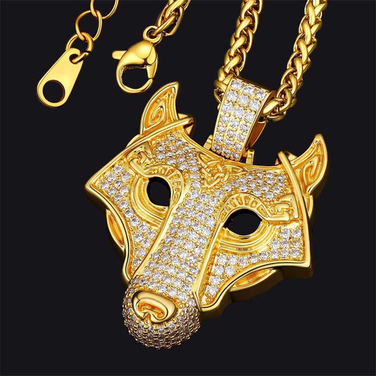 FaithHeart Viking Wolf Necklace With Cubic Zirconia FaithHeartimg