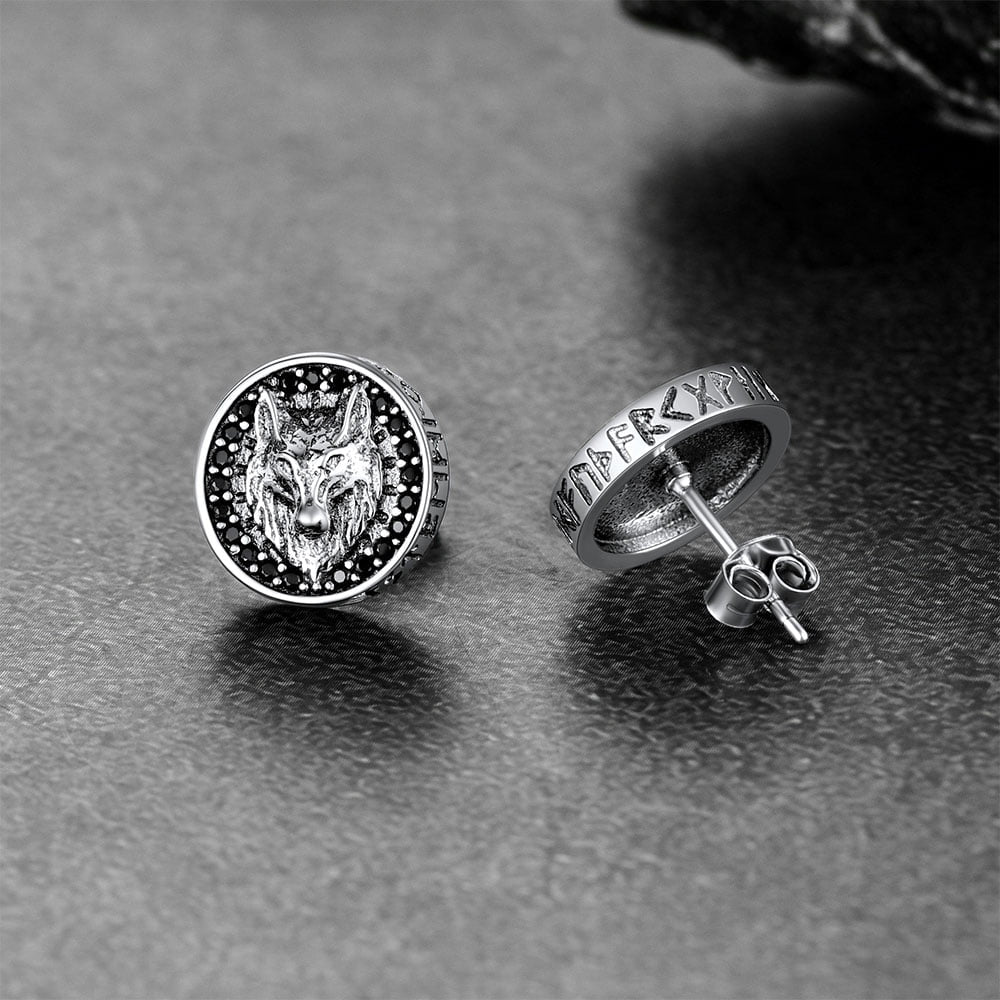 FaithHeart Wolf Head Stud Earrings
