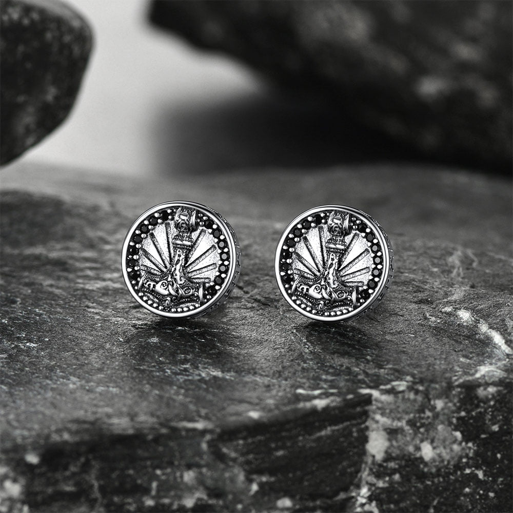 FaithHeart Viking hammer Stud Earrings For Men