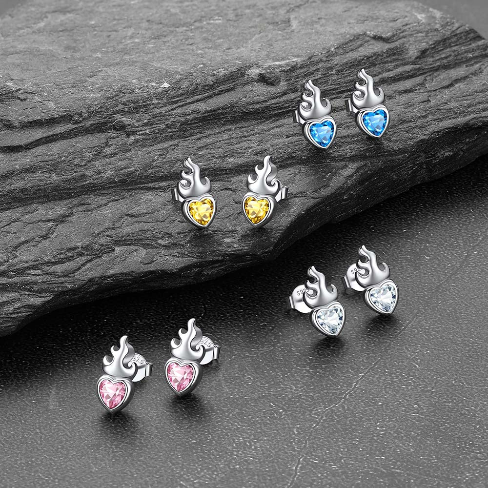 Faithheart 925 Sterling Silver Celtic Birthstone Earrings for Men FaithHeart