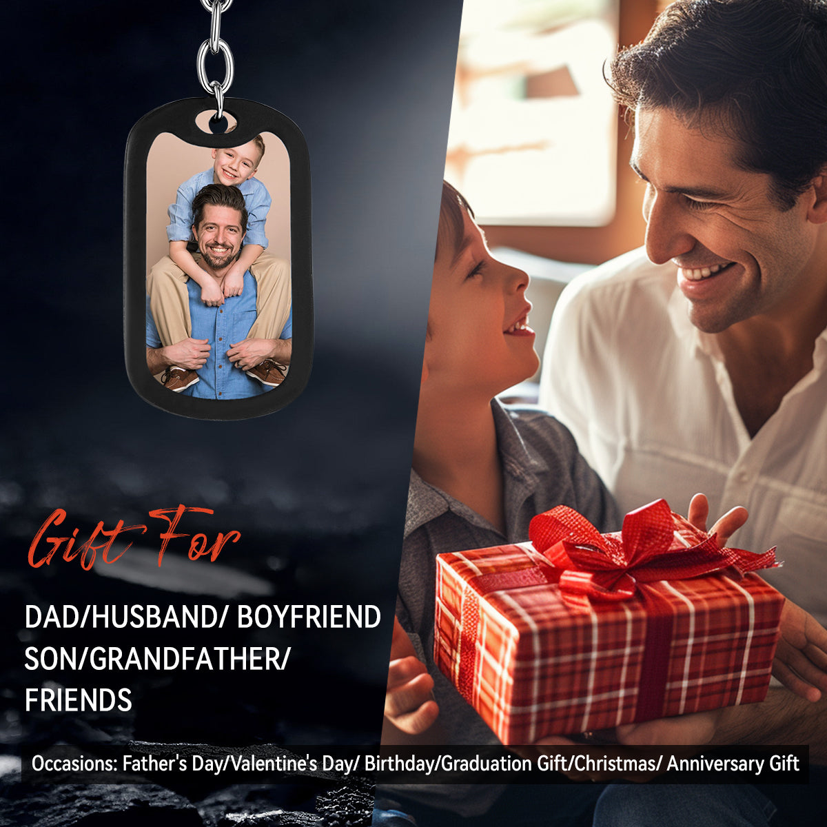 Customized Photo Dog Tag Keychain With Engraving FaithHeart Jewelry