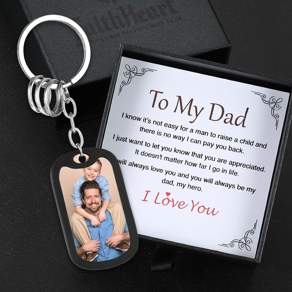 Customized Photo Dog Tag Keychain With Engraving FaithHeart Jewelry