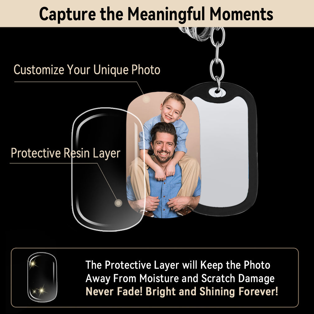 Customized Photo Dog Tag Keychain With Engraving FaithHeart Jewelry
