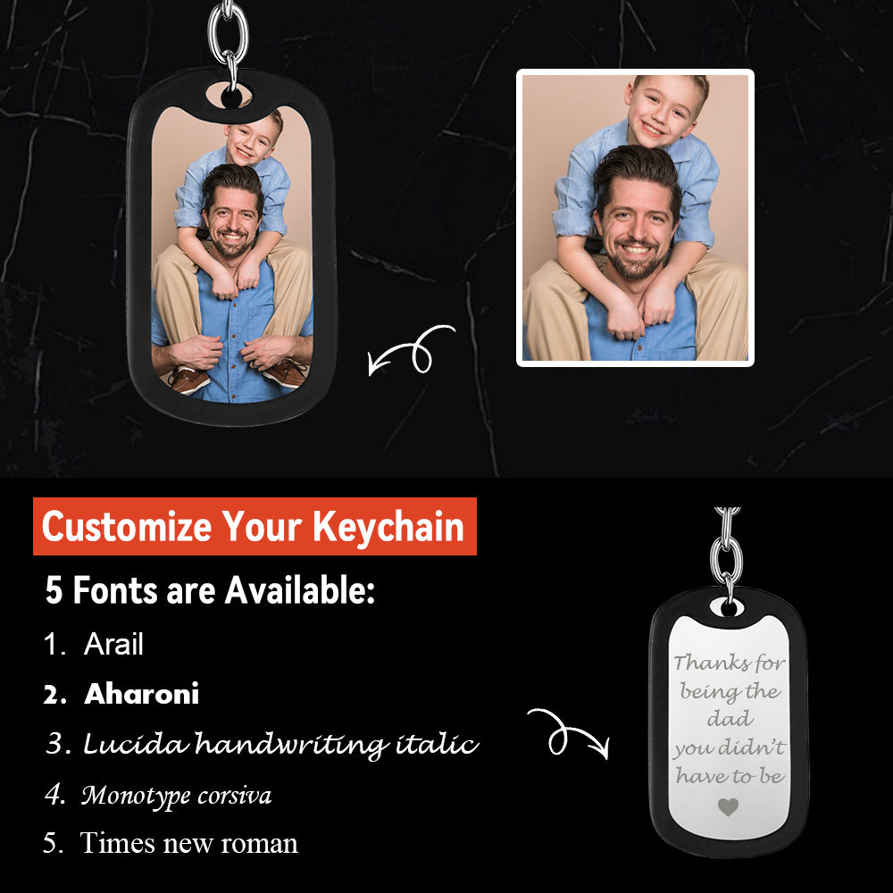 Customized Photo Dog Tag Keychain With Engraving FaithHeart Jewelry