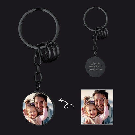 Faithheart Text Scannable Spotify Code Round Photo Keychain Gift for Dadimg