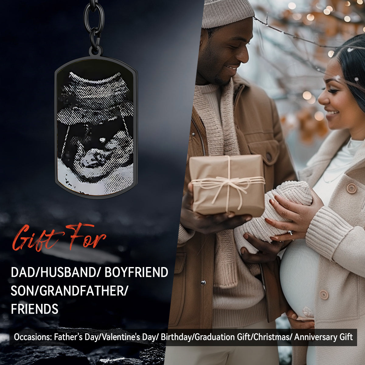 Faithheart Customized Text Scannable Spotify Code Keychain With Picture Gift for Dad