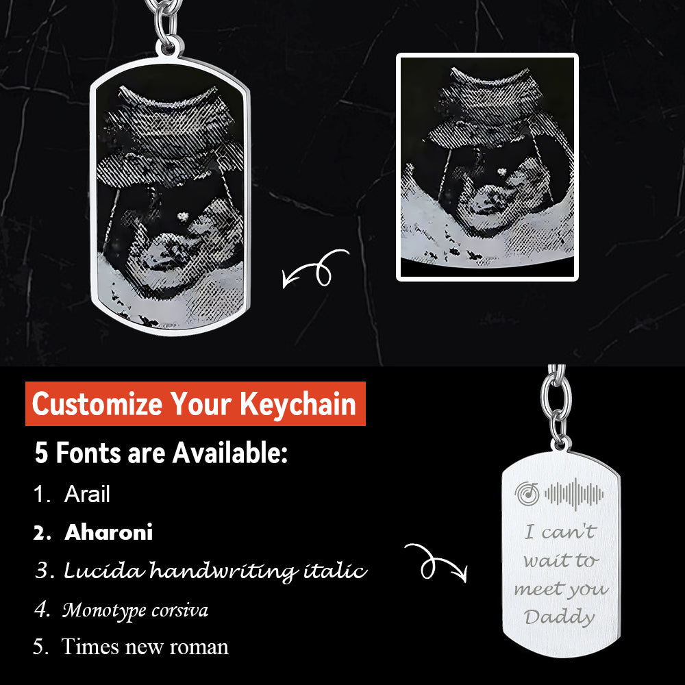 Faithheart Customized Text Scannable Spotify Code Keychain With Picture Gift for Dad