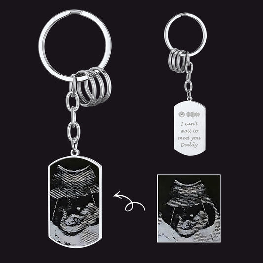 Faithheart Customized Scannable Spotify Code Keychain With Picture Gift for Dad FaithHeart Jewelryimg