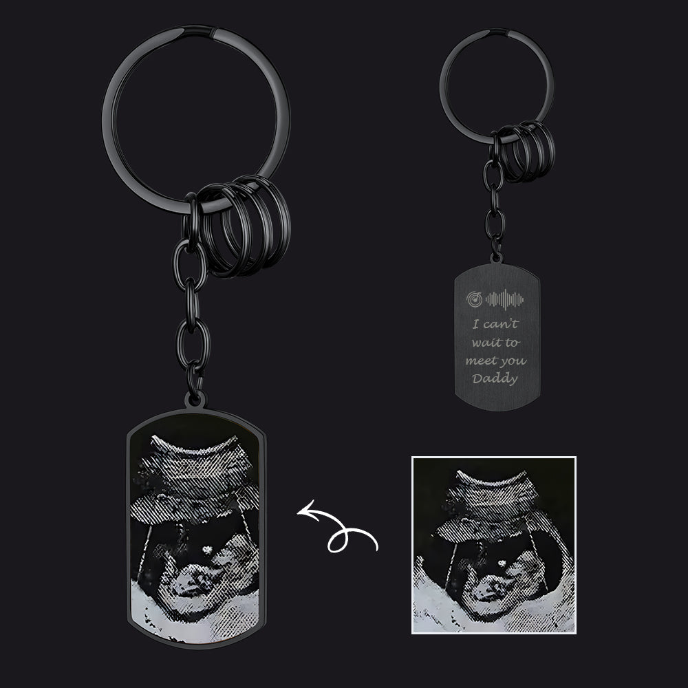 Faithheart Customized Text Scannable Spotify Code Keychain With Picture Gift for Dad