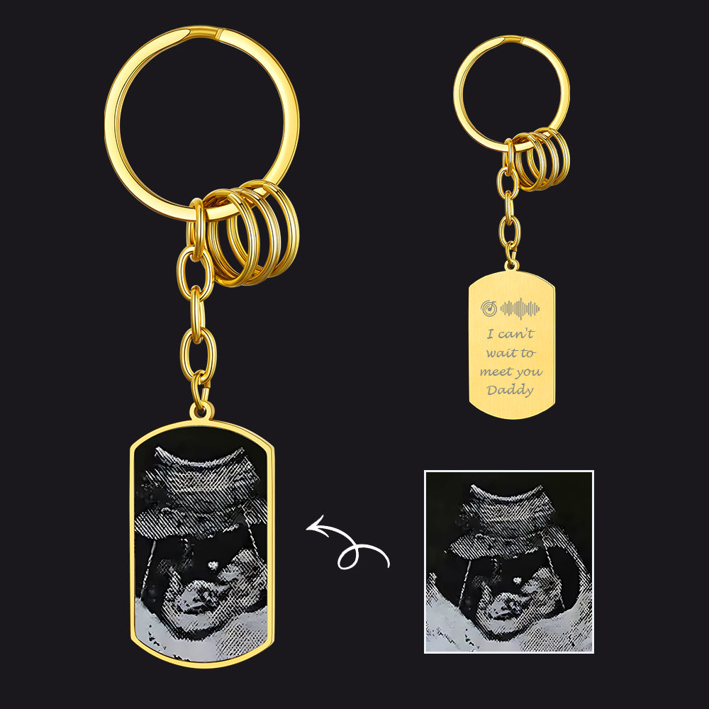 Faithheart Customized Text Scannable Spotify Code Keychain With Picture Gift for Dad