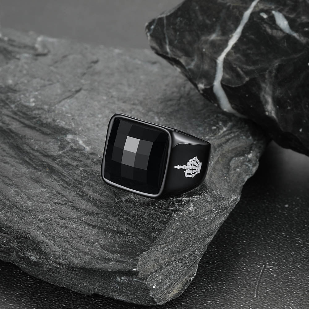 FaithHeart Stainless Steel Retro Style Signet Ring