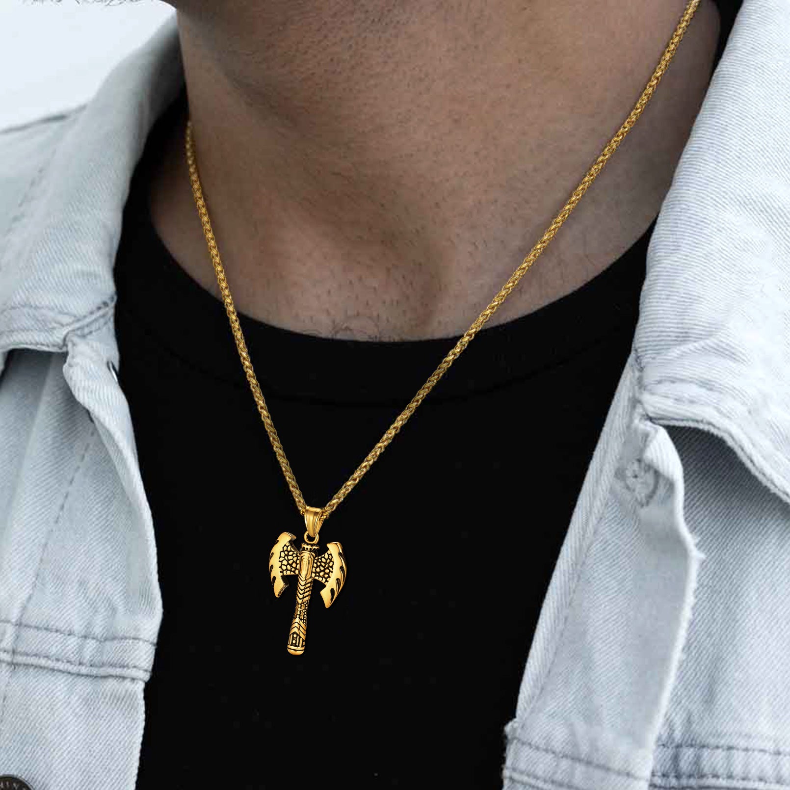 Faithheart Stainless Steel Norse Viking Solid Axe of Perun Necklace FaithHeart