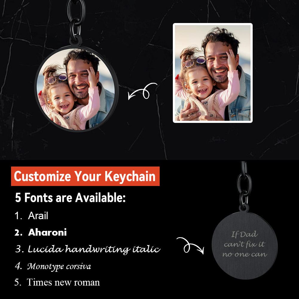 Faithheart Text Scannable Spotify Code Round Photo Keychain Gift for Dad