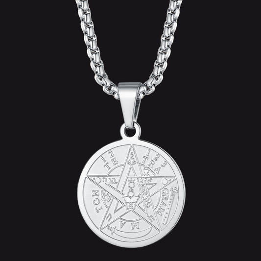 Faithheart Stainless Steel Pendant Seal of Solomon Medal Pentagram Amulet Necklaceimg