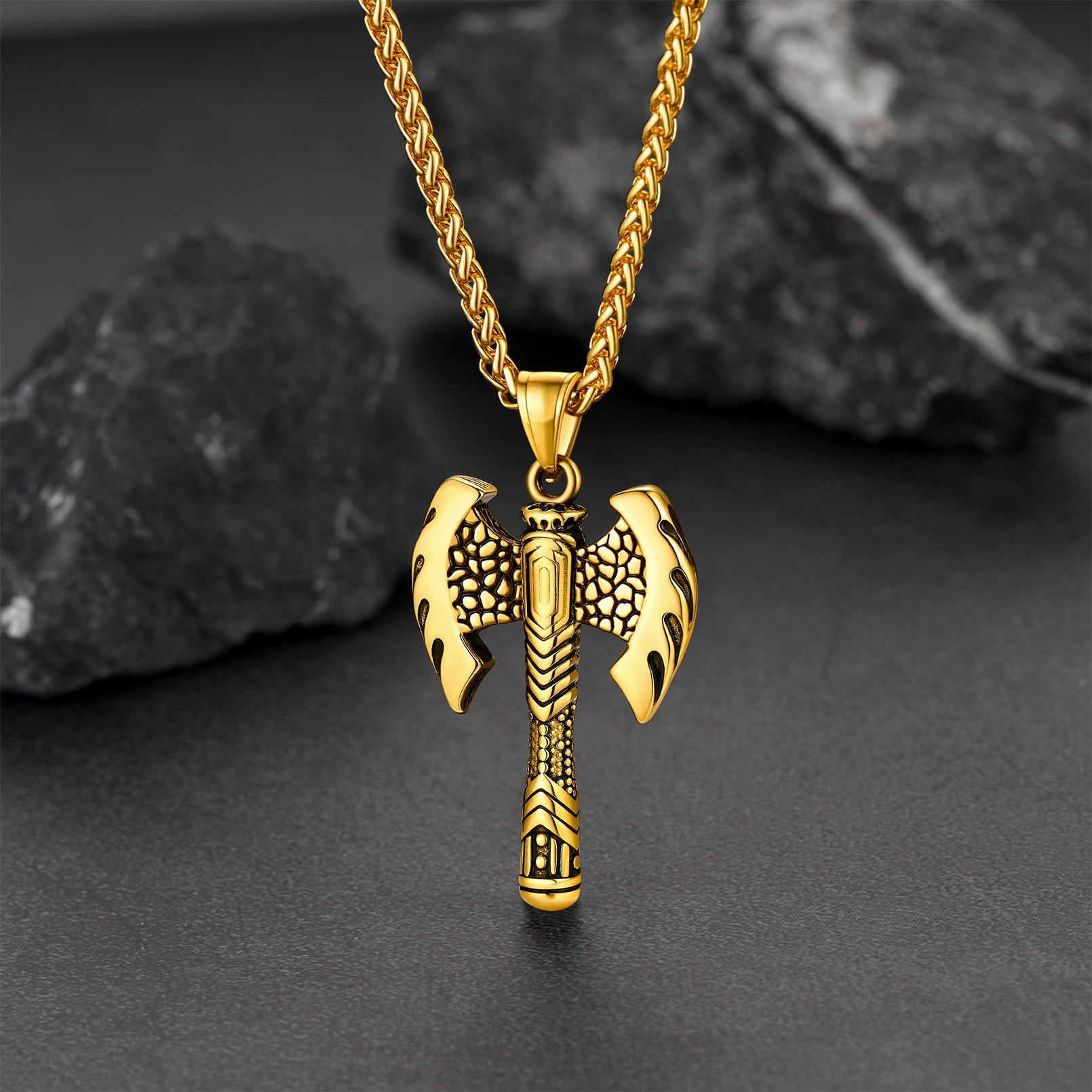 Faithheart Stainless Steel Norse Viking Solid Axe of Perun Necklace FaithHeart