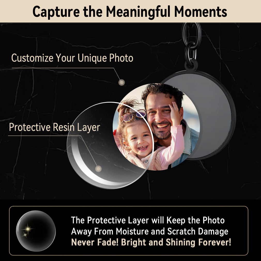 Faithheart Text Scannable Spotify Code Round Photo Keychain Gift for Dad