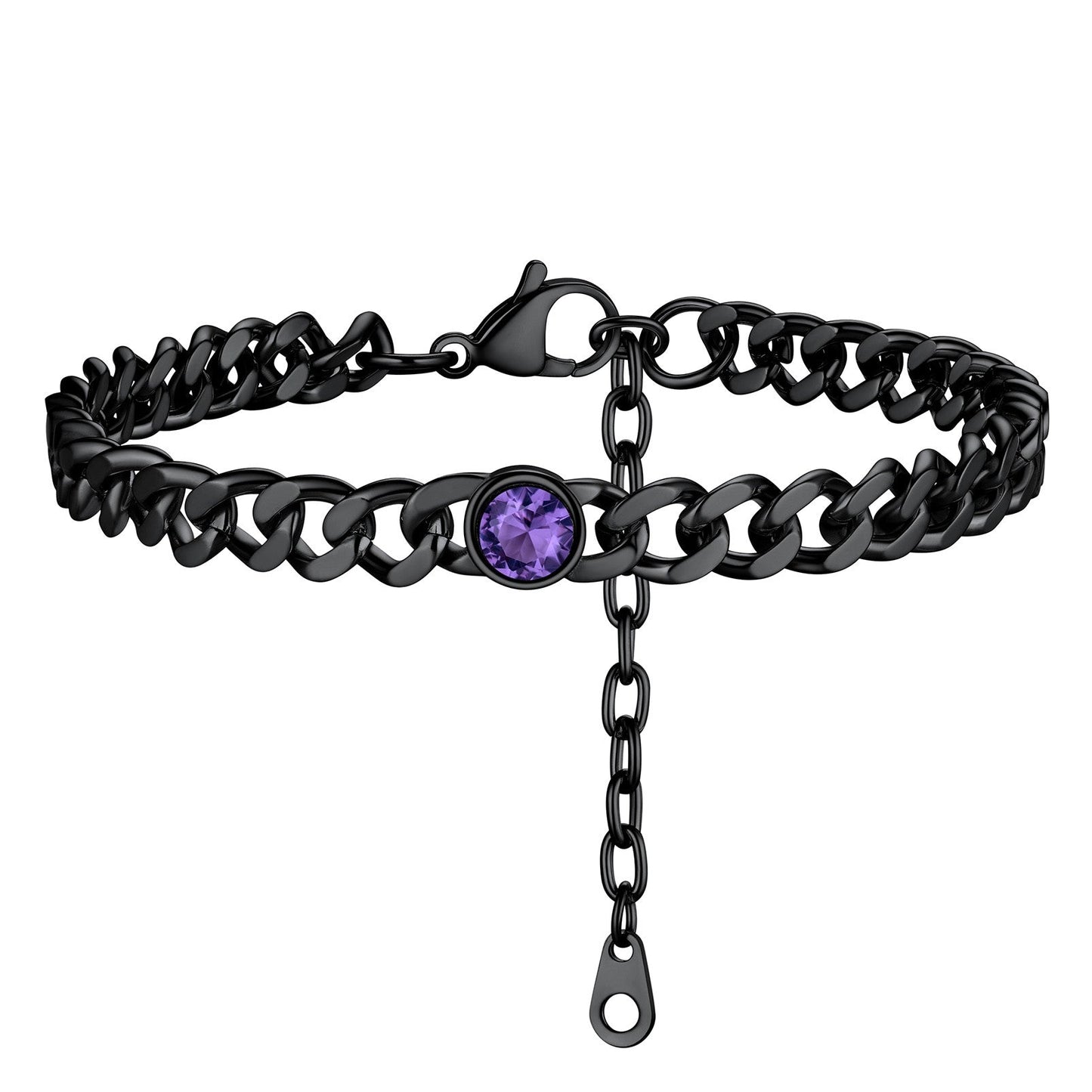 February Birthstone Anklet Black Plated PSA40044