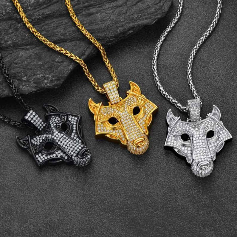 FaithHeart Viking Wolf Necklace With Cubic Zirconia FaithHeart