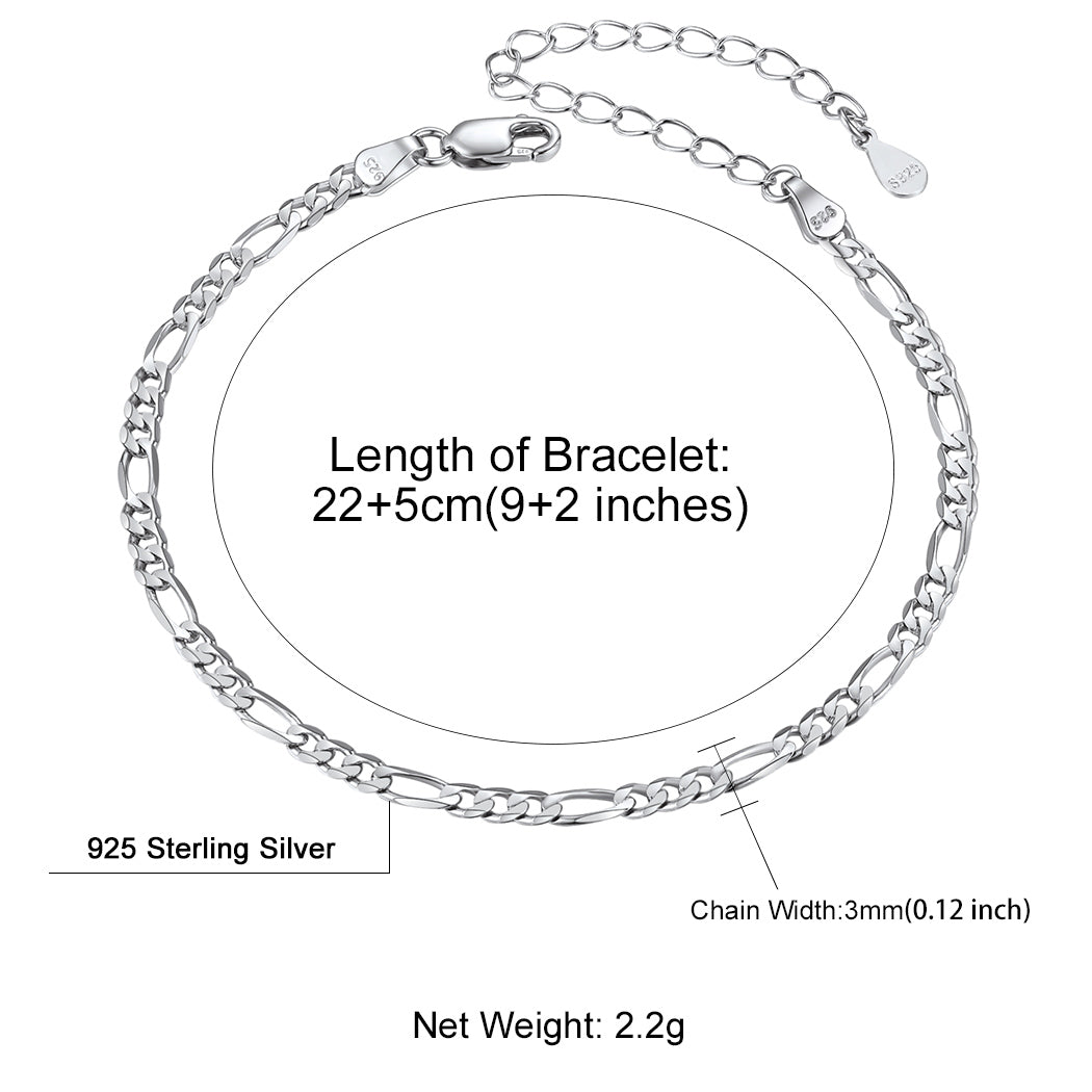 Figaro chain anklet sizing chart