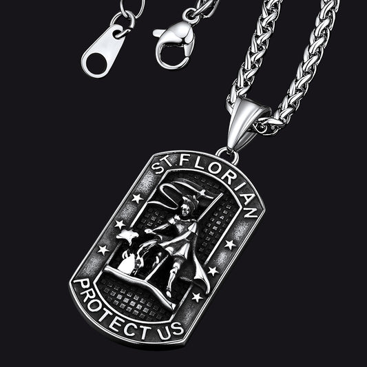 Saint Florian Dog Tag Necklace for Firefighters - Protect USimg