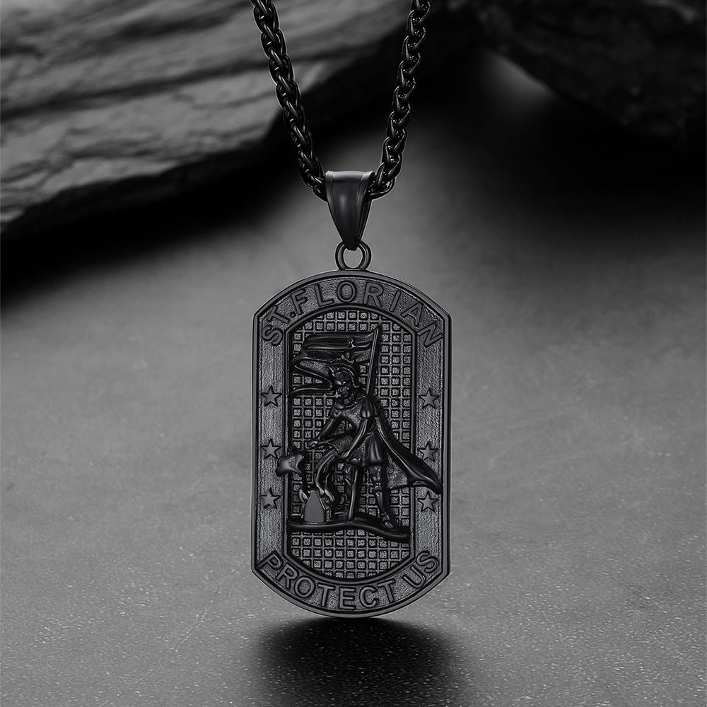 St. Florian Dog Tag Necklace for Firefighters, Protect US