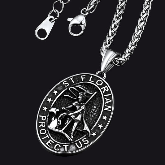 FaithHeart Fire Fighter Saint Florian Necklace for Menimg