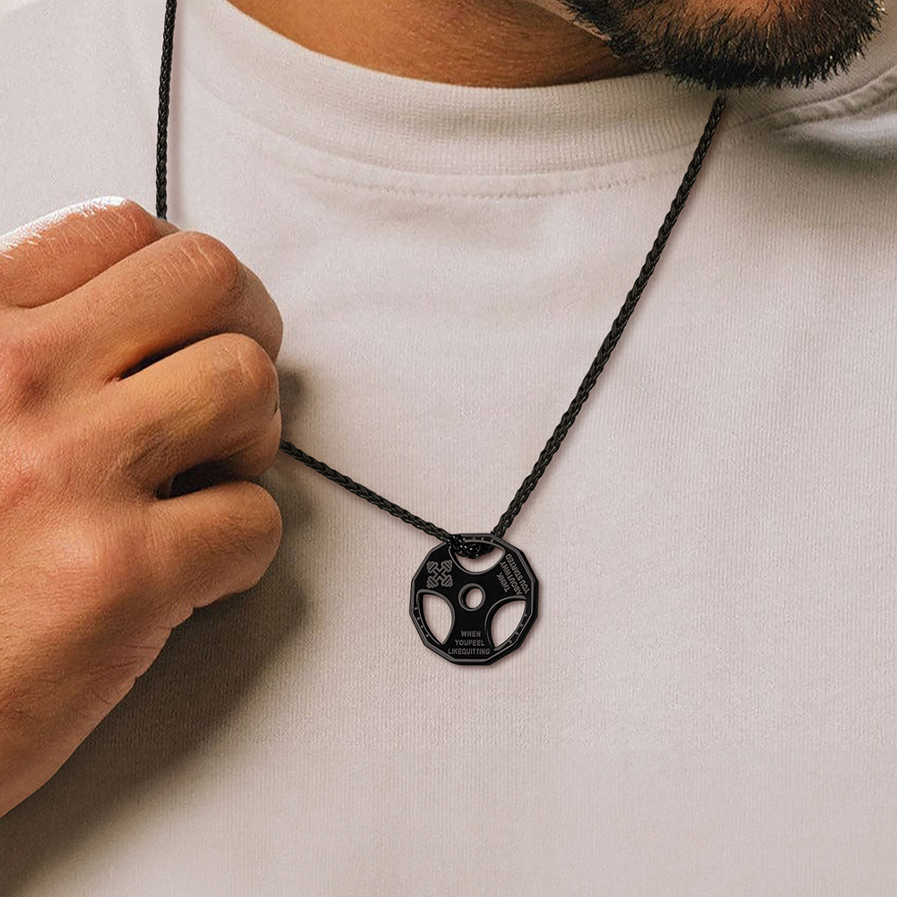 FaithHeart Fitness Weight Plate Stainless Steel Pendant Necklace FaithHeart Jewelry