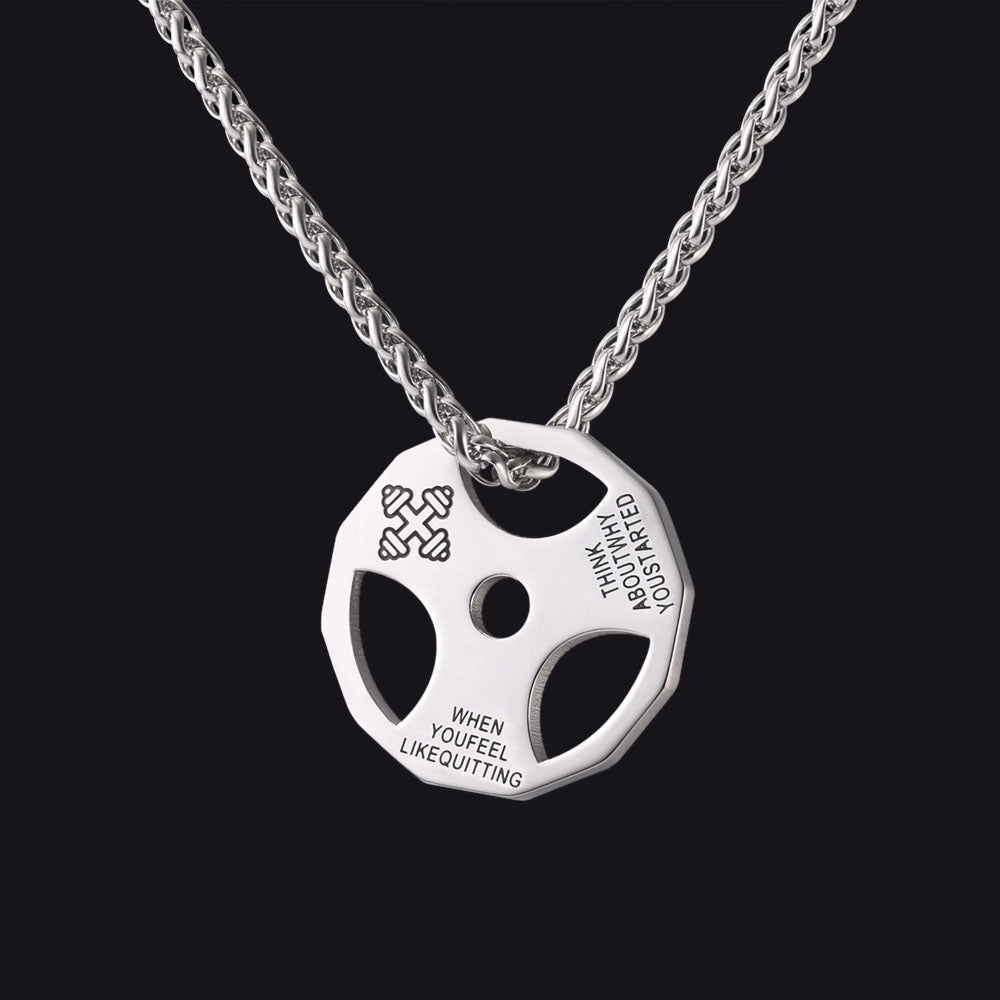 FaithHeart Fitness Weight Plate Stainless Steel Pendant Necklace FaithHeart Jewelry