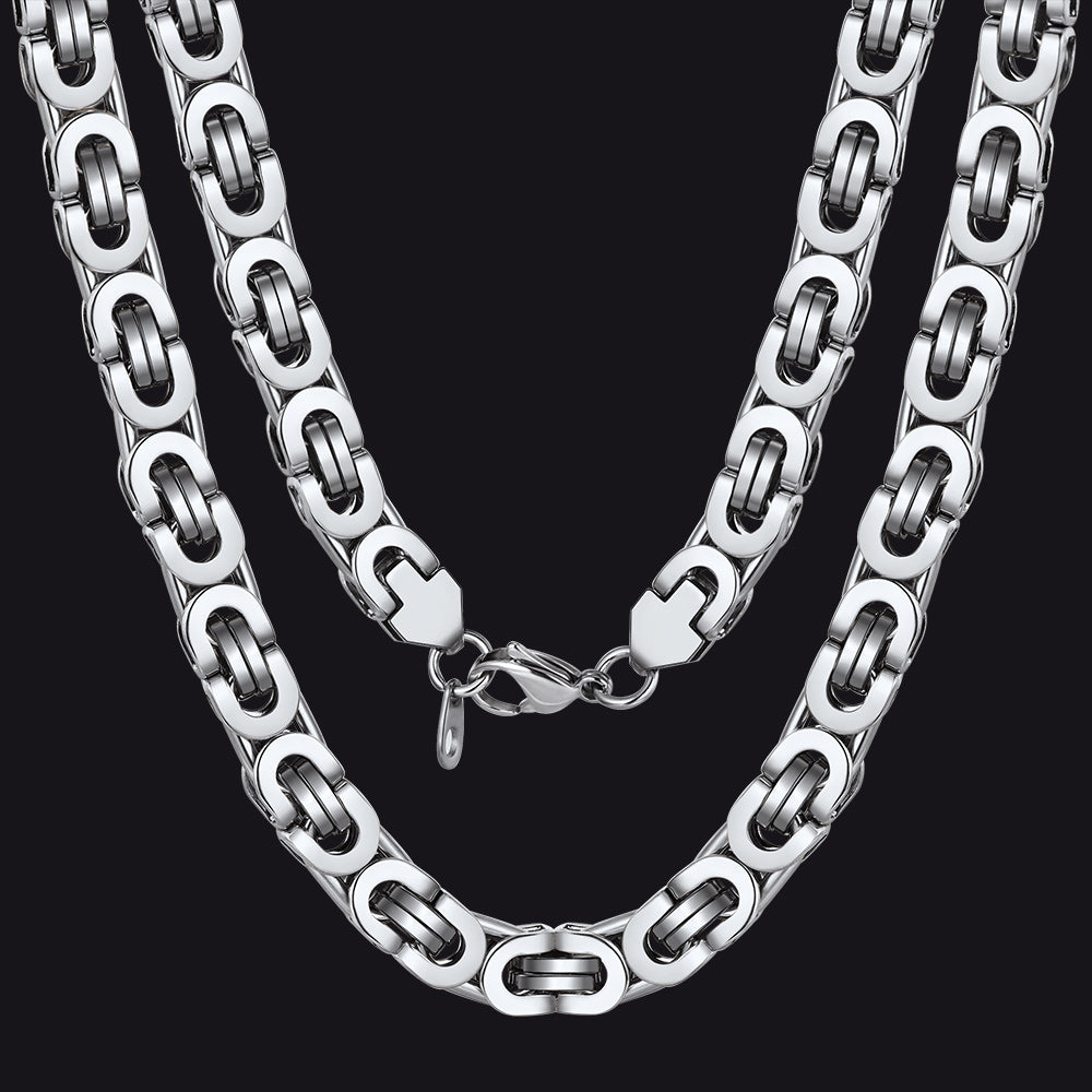 Men's Stainless Steel Byzantine Chain Necklace