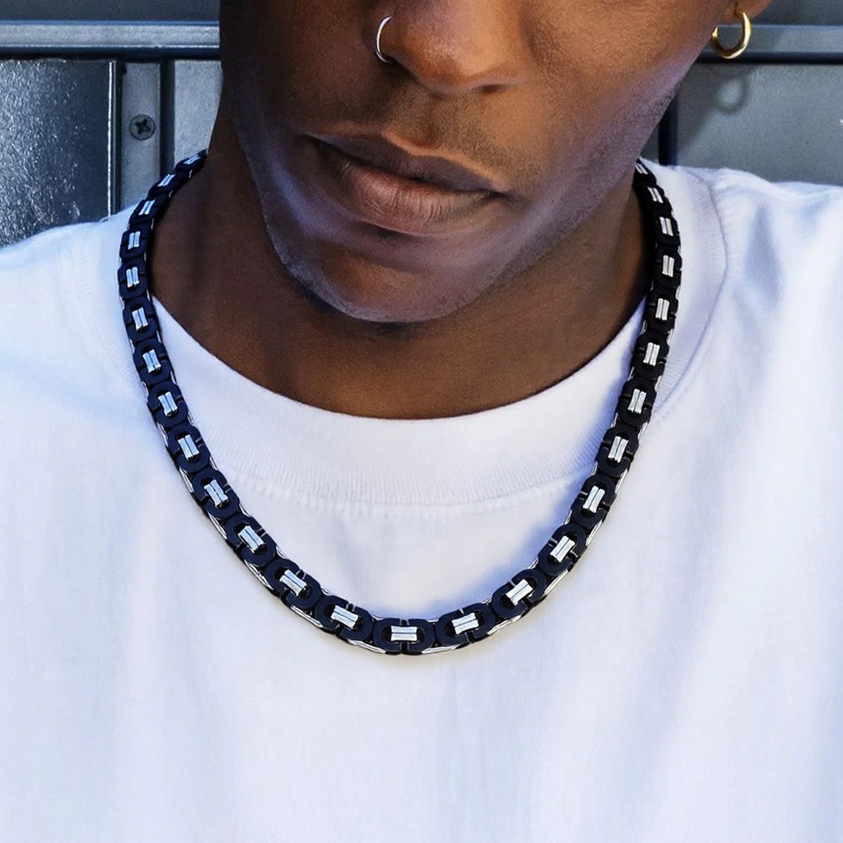 Flat Byzantine Link Chain Necklace For Men