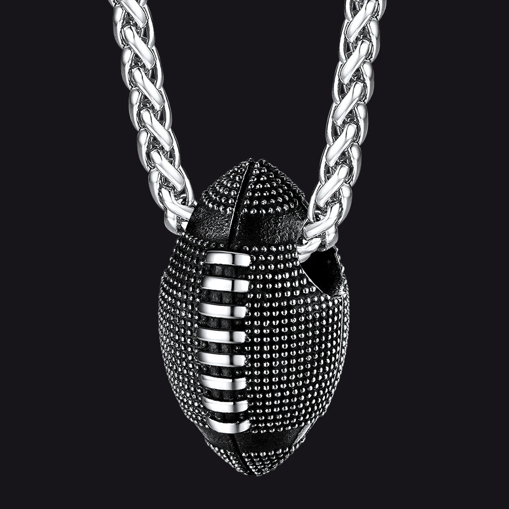 American football pendant necklace for men, Sport fans jewelry