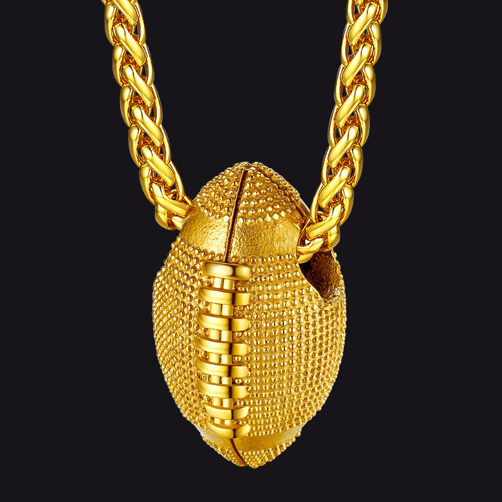 Gold American Football Necklace for Men