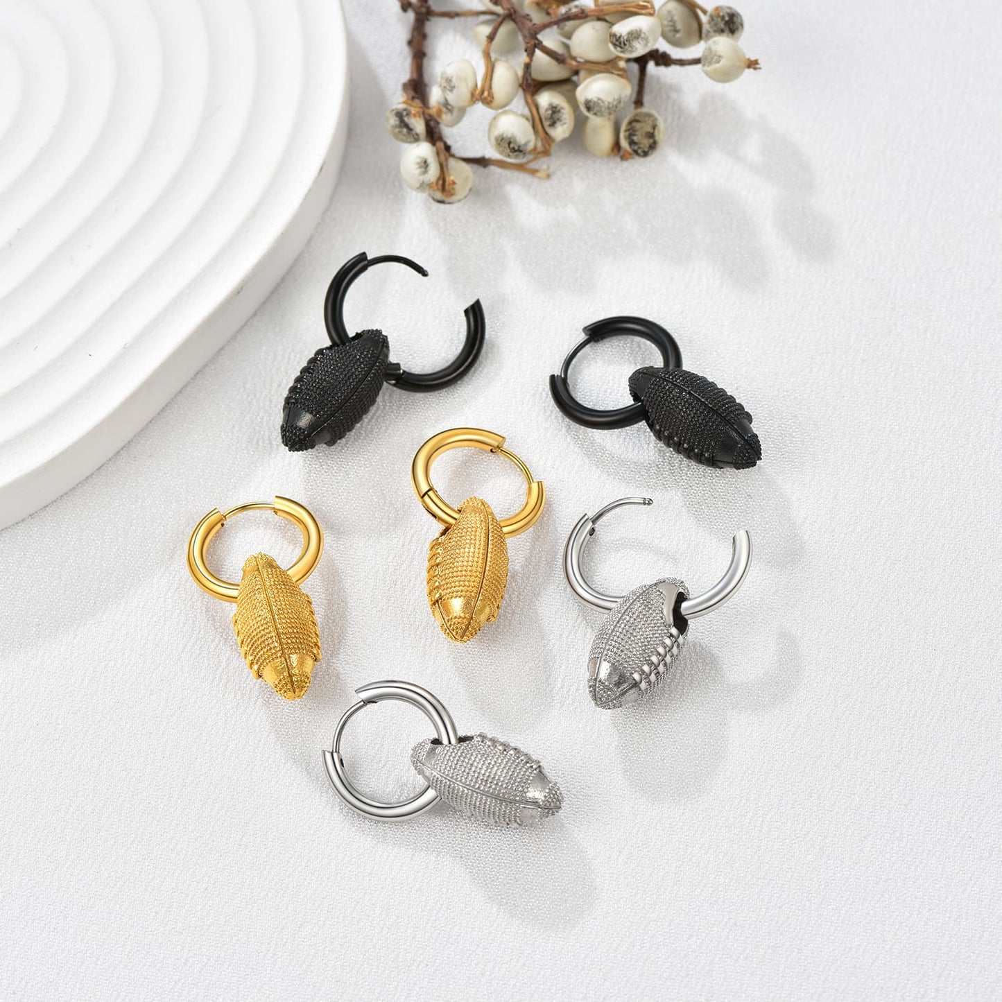 FaithHeart Trendy American Football Dangle Earrings FaithHeart