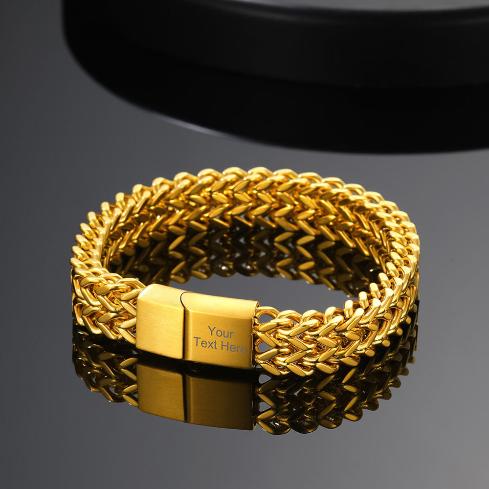 Franco Curb Gold Chain Link Bracelet Gift for Dad Men