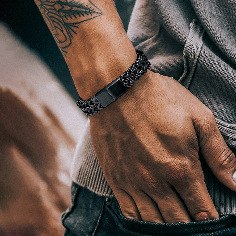 Casual Outfit with Black Franco Bracelet