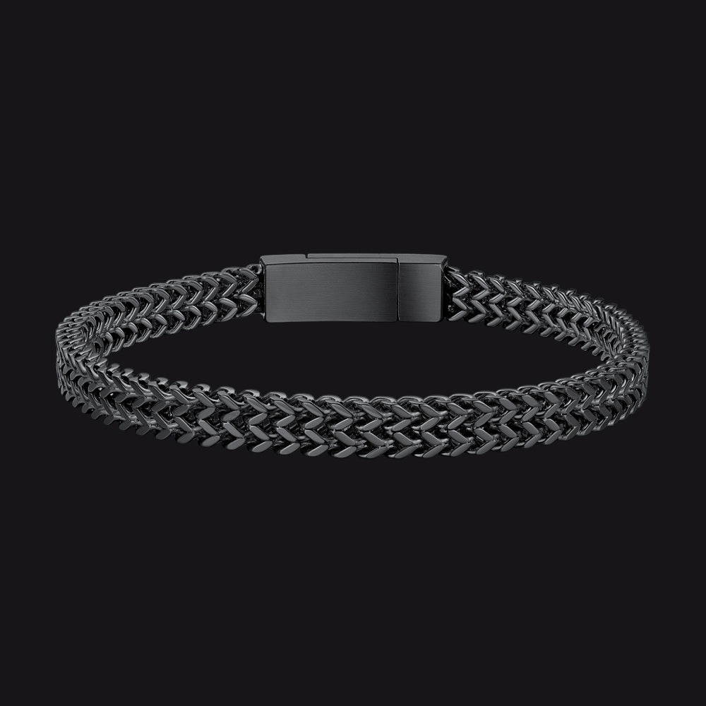 12mm Black Franco Curb Chain Bracelet for Men