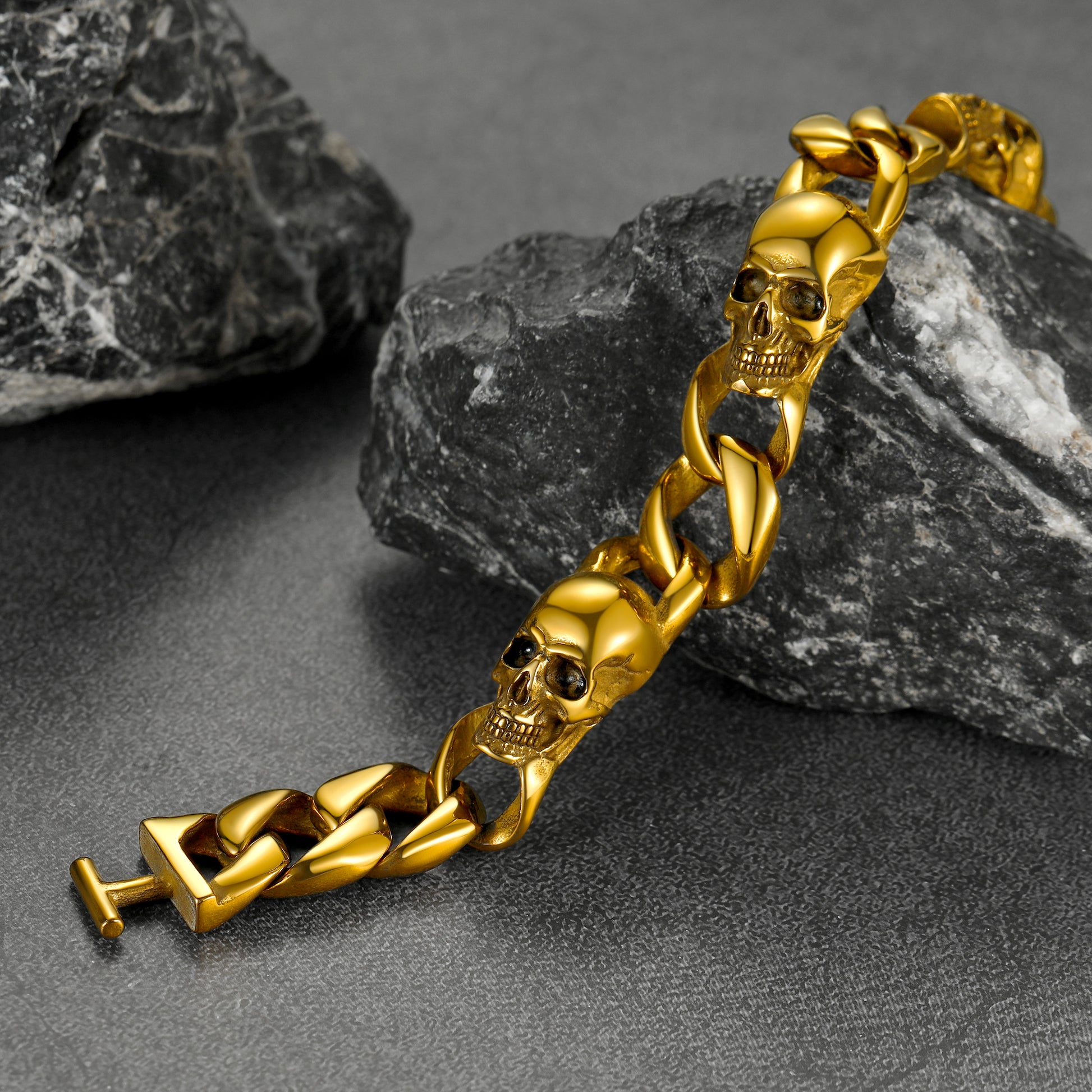 FaithHeart Gothic Skull Cuban Chain Bracelet For Men FaithHeart