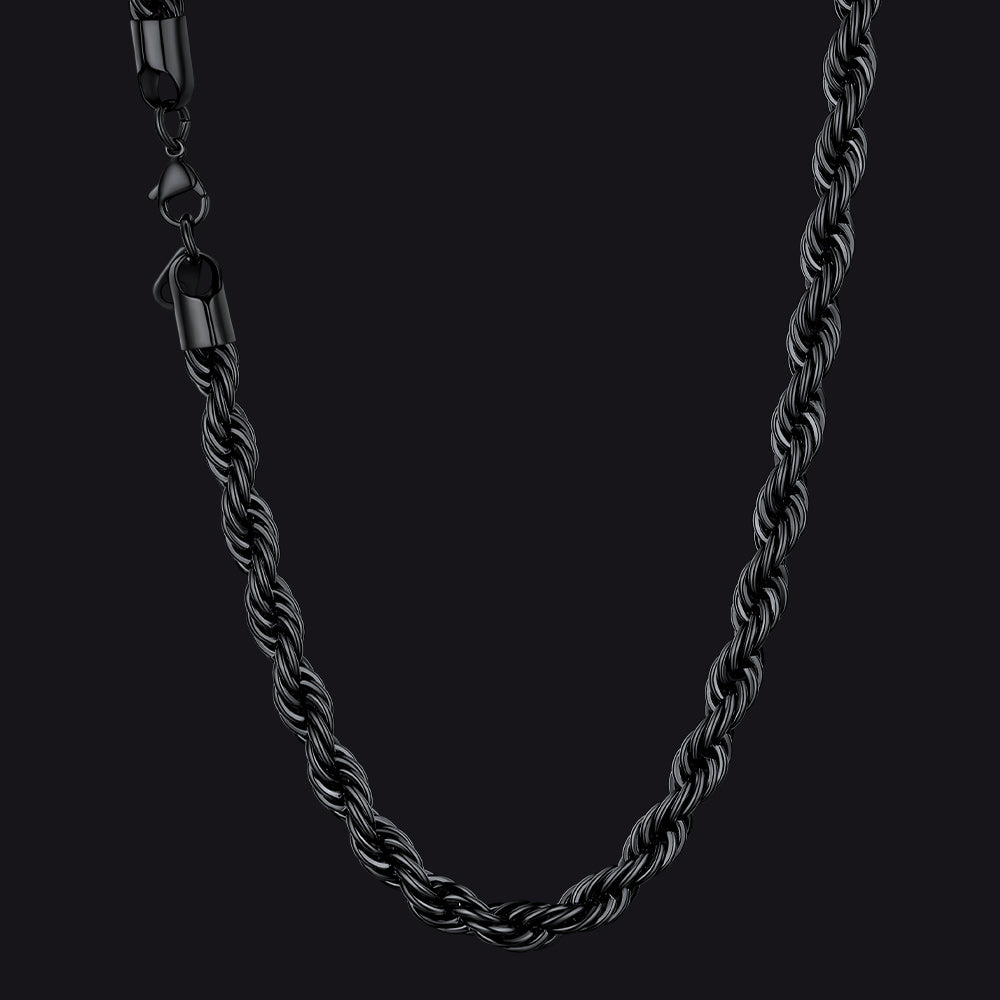 Twisted  Rope Chain Link Necklace for Men Women, 3MM Width