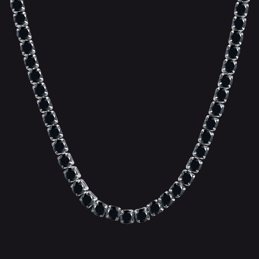 Black cubic zirconia tennis chain necklace for men and women