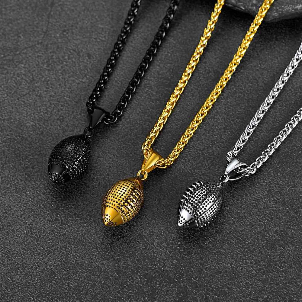 FaithHeart Soccer Football For Men Stainless Steel Pendant Necklace FaithHeart