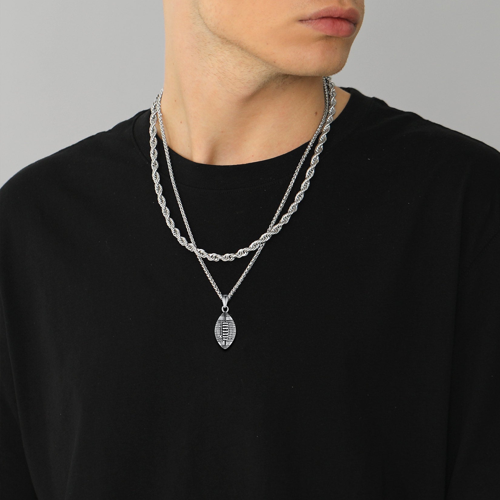 FaithHeart Soccer Football For Men Stainless Steel Pendant Necklace FaithHeart