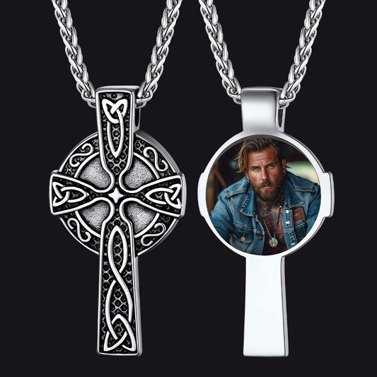 FaithHeart Personalized Celtic Cross Pendant Necklace with Picture FaithHeartimg