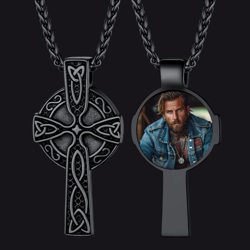 FaithHeart Personalized Celtic Cross Pendant Necklace with Picture FaithHeart