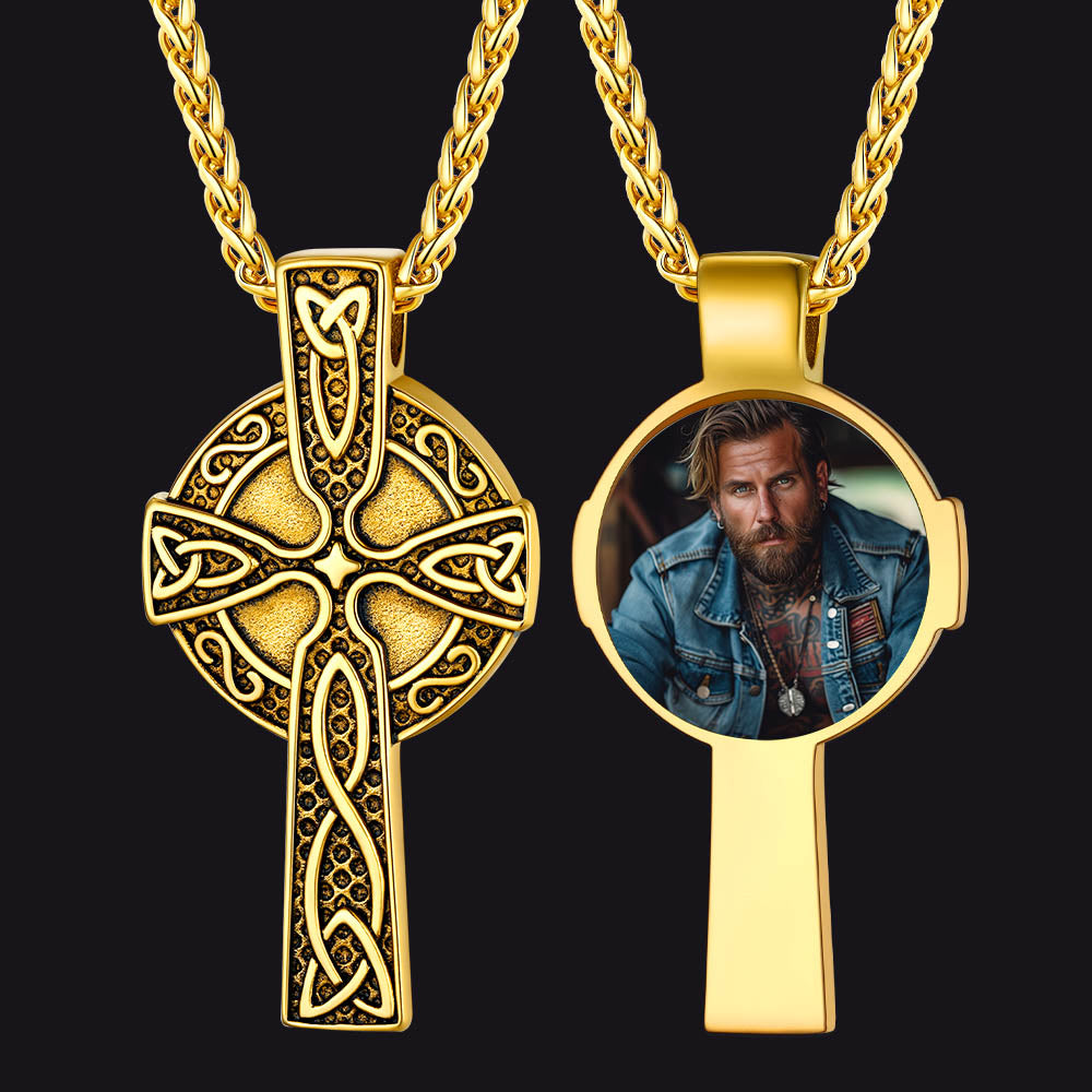 FaithHeart Personalized Celtic Cross Pendant Necklace with Picture FaithHeart