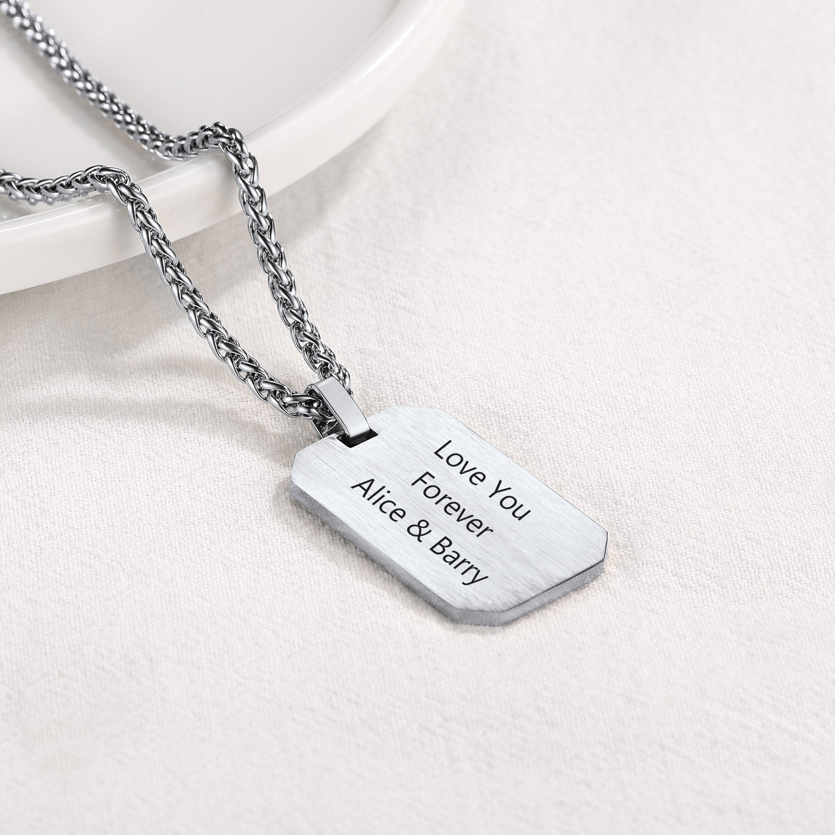 Personalized Dog Tag Necklace, Love You Forever Gift