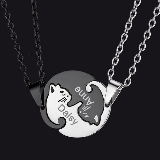 Custom Cat  Matching Necklace For Coupleimg
