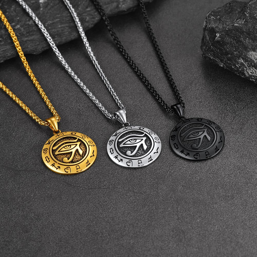 FaithHeart Egyptian Eye of Horus Medal Necklace For Men FaithHeart