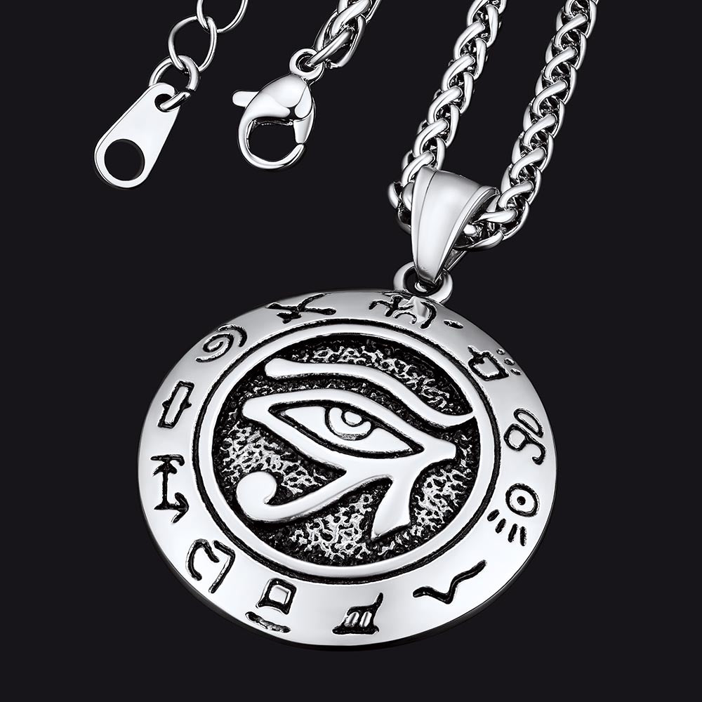 FaithHeart Egyptian Eye of Horus Medal Necklace For Men FaithHeart